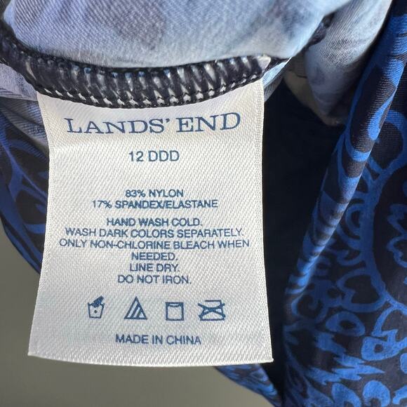 Lands’ End  Blue Razorback Bubble Tankini Swim Top Size 12 DDD - Picture 4 of 5